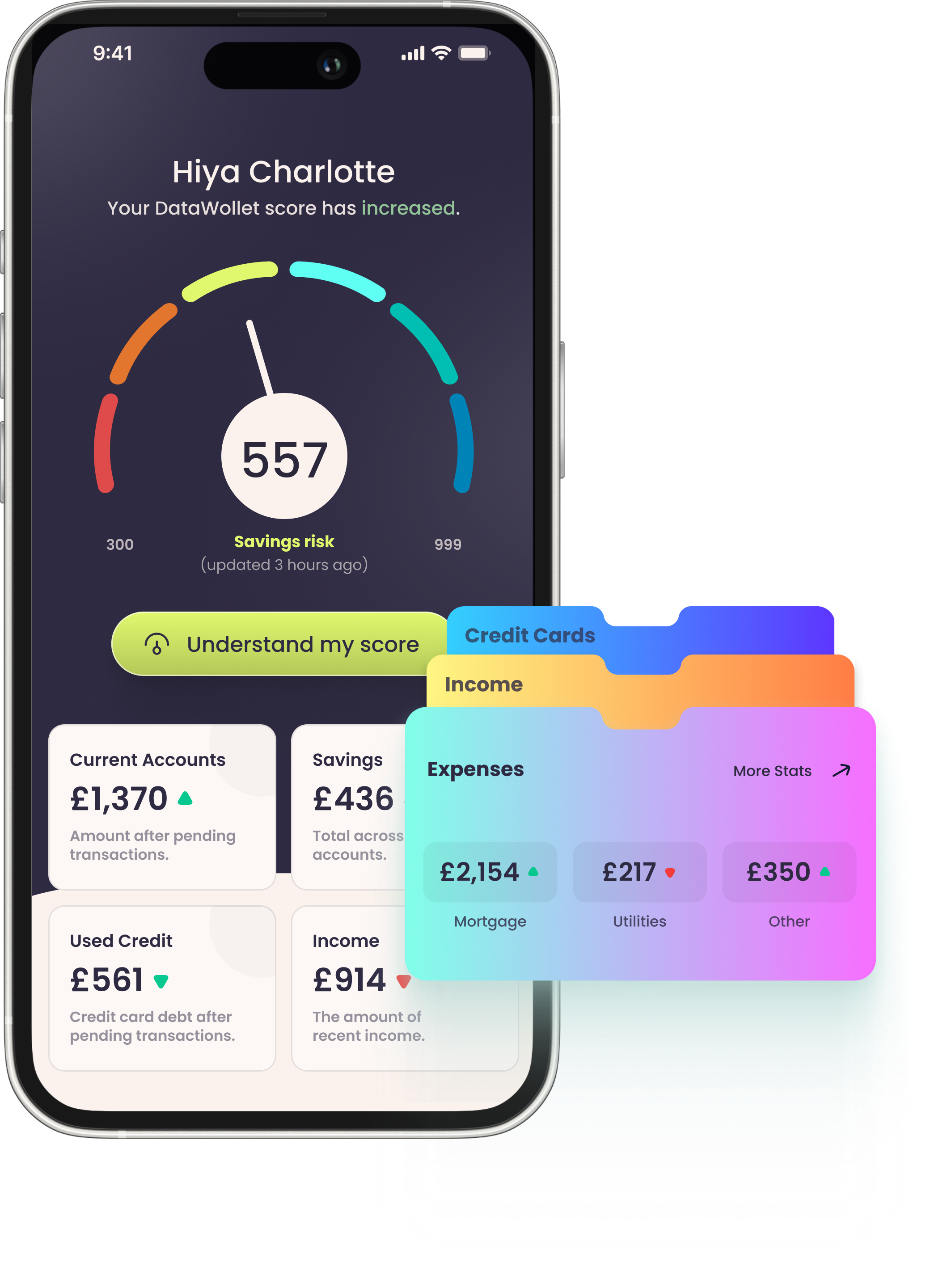 DataWollet app features on iPhone